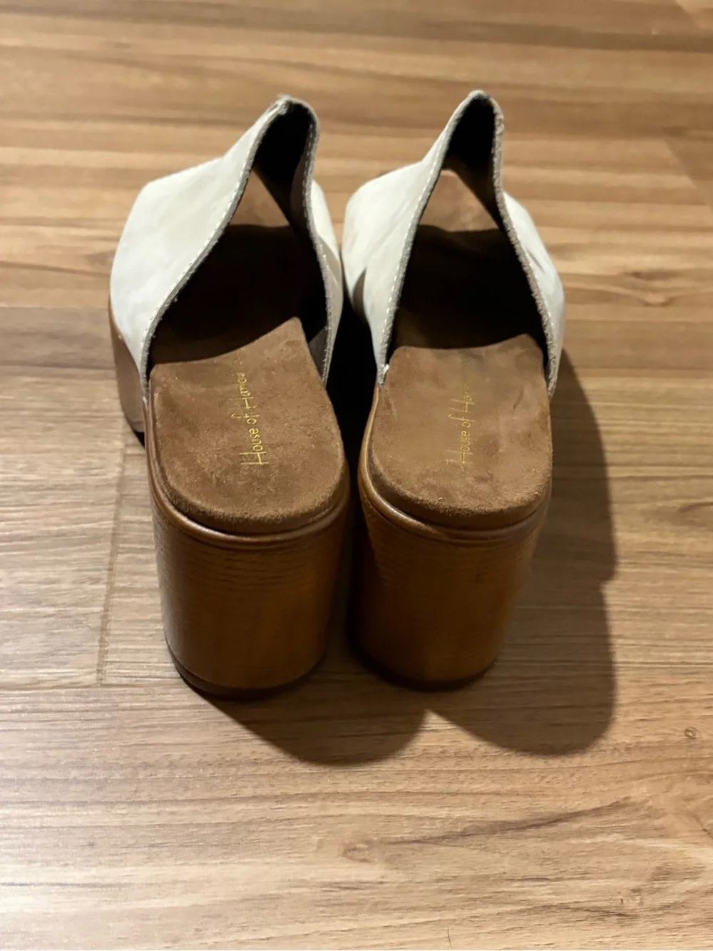 House of Harlow 1960 Griffin Ivory Platform Mule Heels